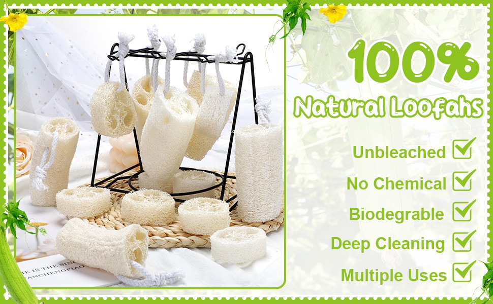 9 Pack 4”Natural Loofah Sponge Small Size Natural Organic Loofah for Kitchen