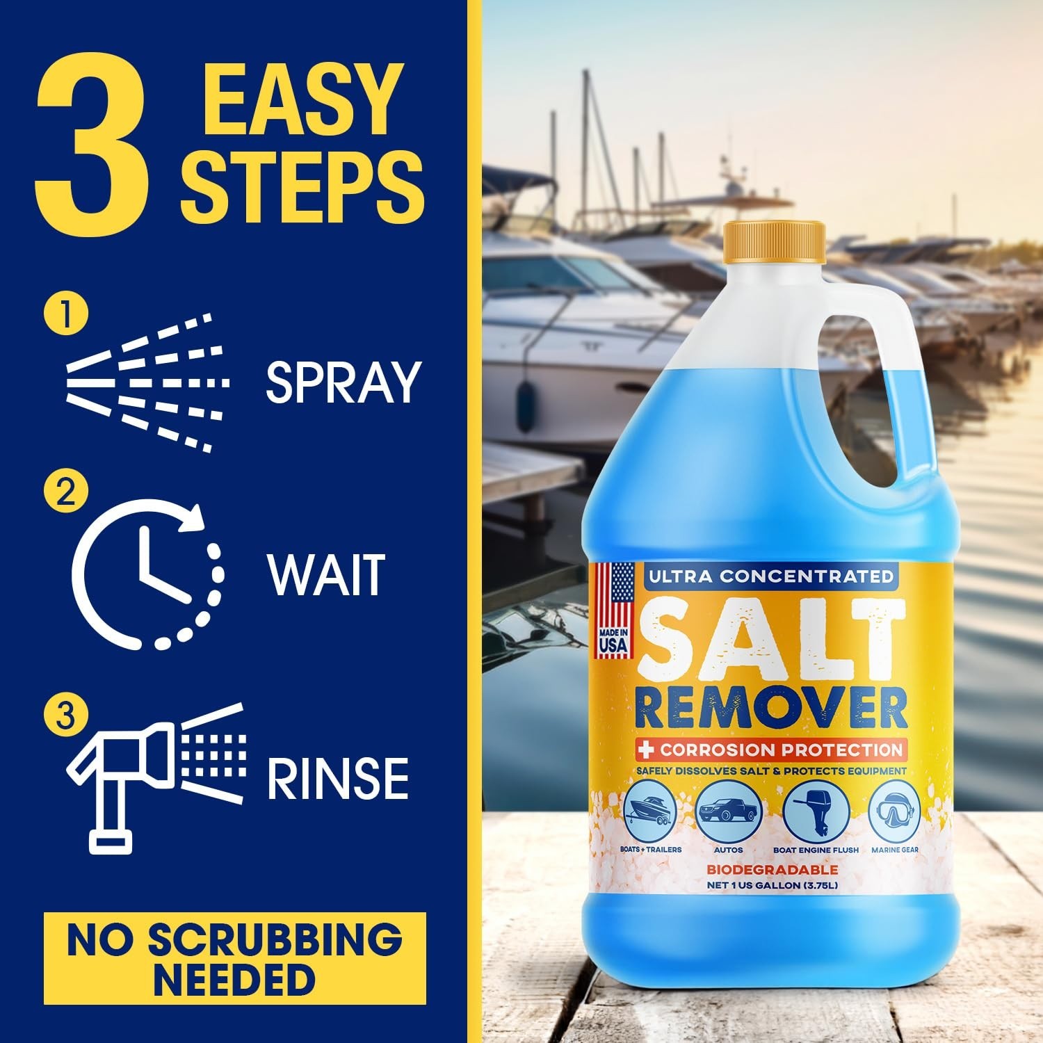 Concentrated Salt Remover & Corrosion Protection – 1 Gallon Cleaner for Boats, C