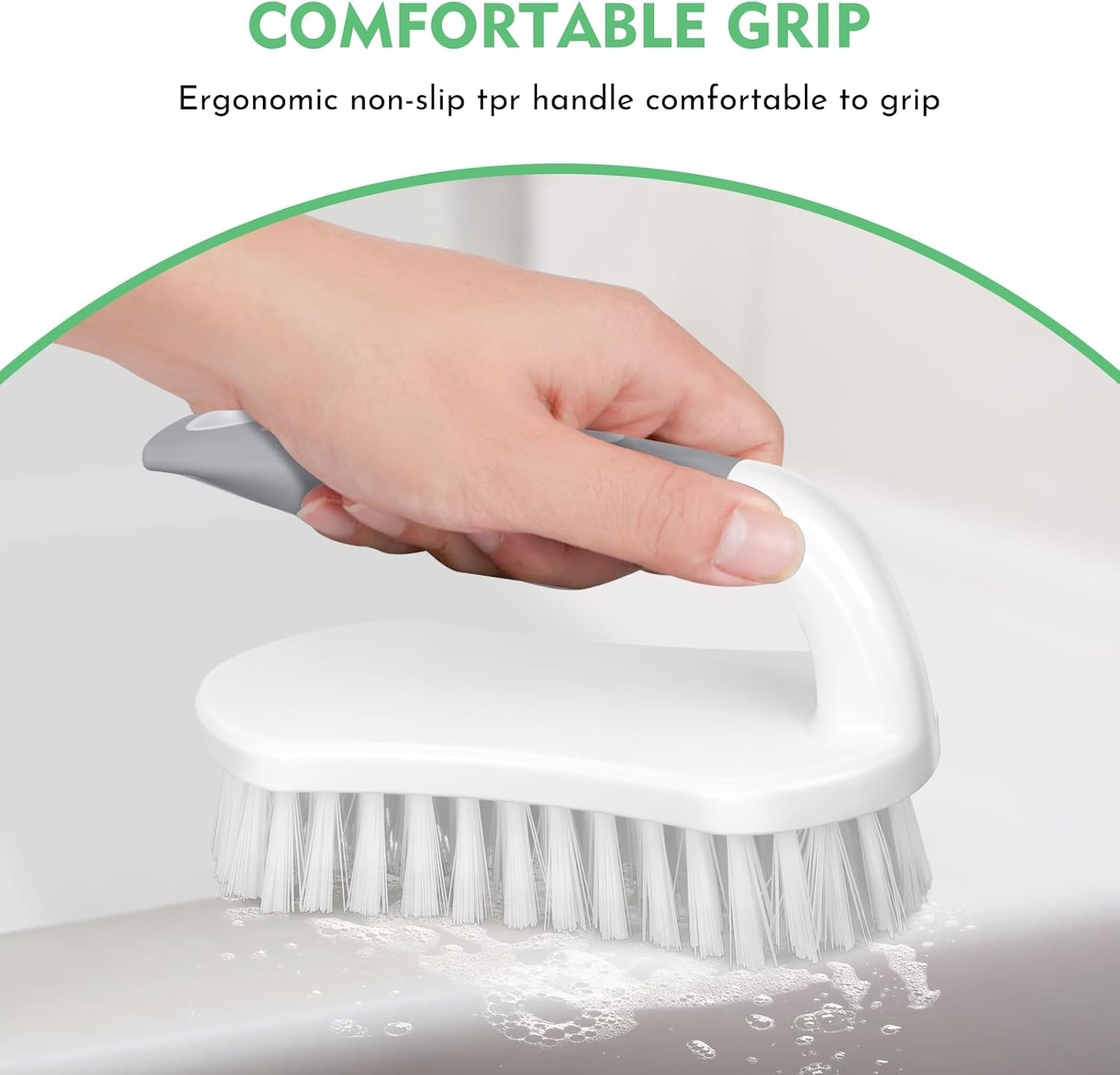 2 Pack Heavy-Duty Scrub Brushes Stiff Bristles for Shower Bathroom Kitchen