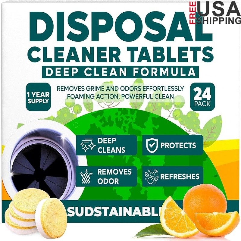 Garbage Disposal Cleaner Tablets Sink Deodorizer Odor Eliminator 24 Count New