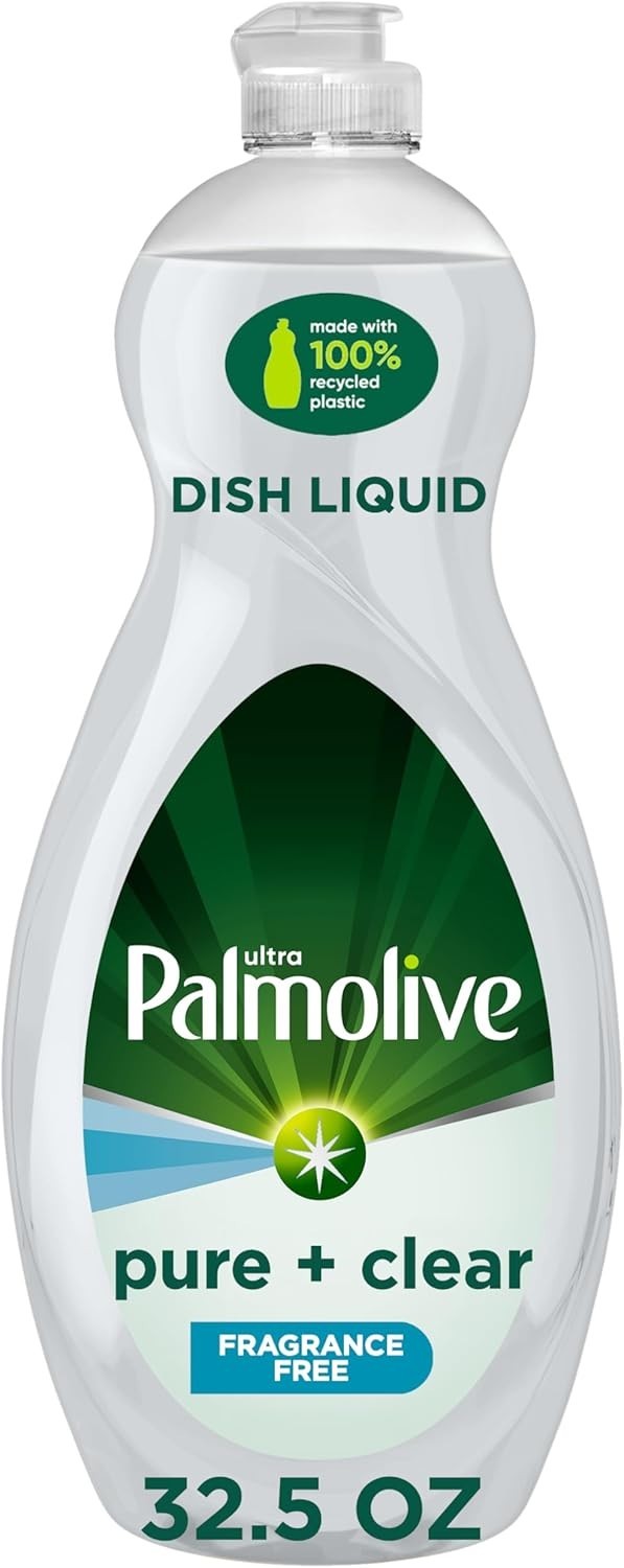 Palmolive Ultra Dishwashing Liquid Dish Soap, Pure + Clear Fragrance Free 32.5oz