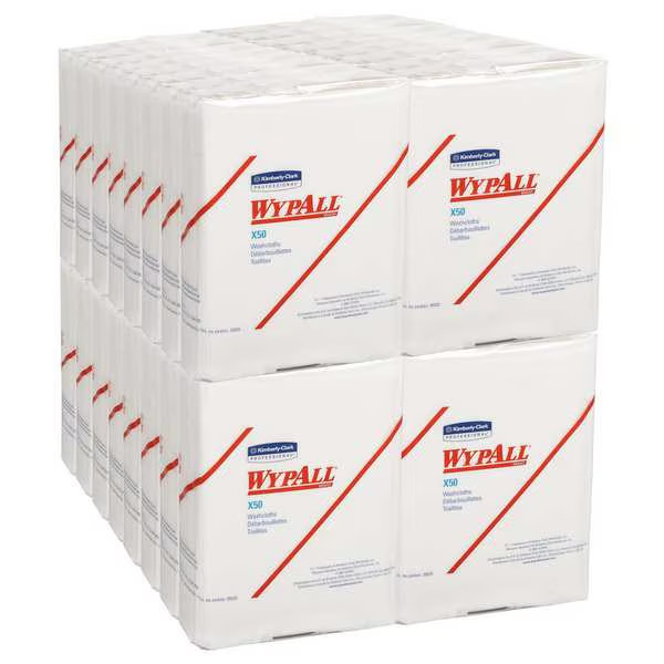 WypAll X50 Cleaning Cloths 35025 White 1/4 Fold Hydroknit 32 Packs 832 Wipes