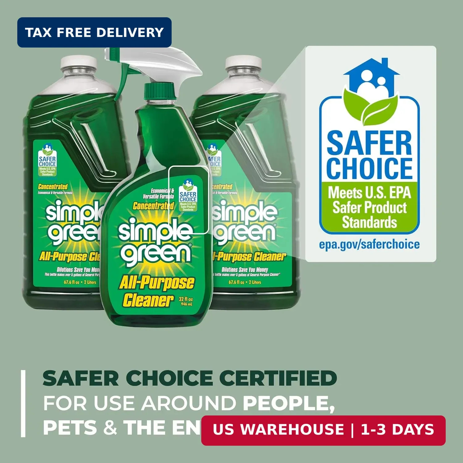 Simple Green All-Purpose Cleaner Spray and Refill, Green, 3 Piece Set, Original,