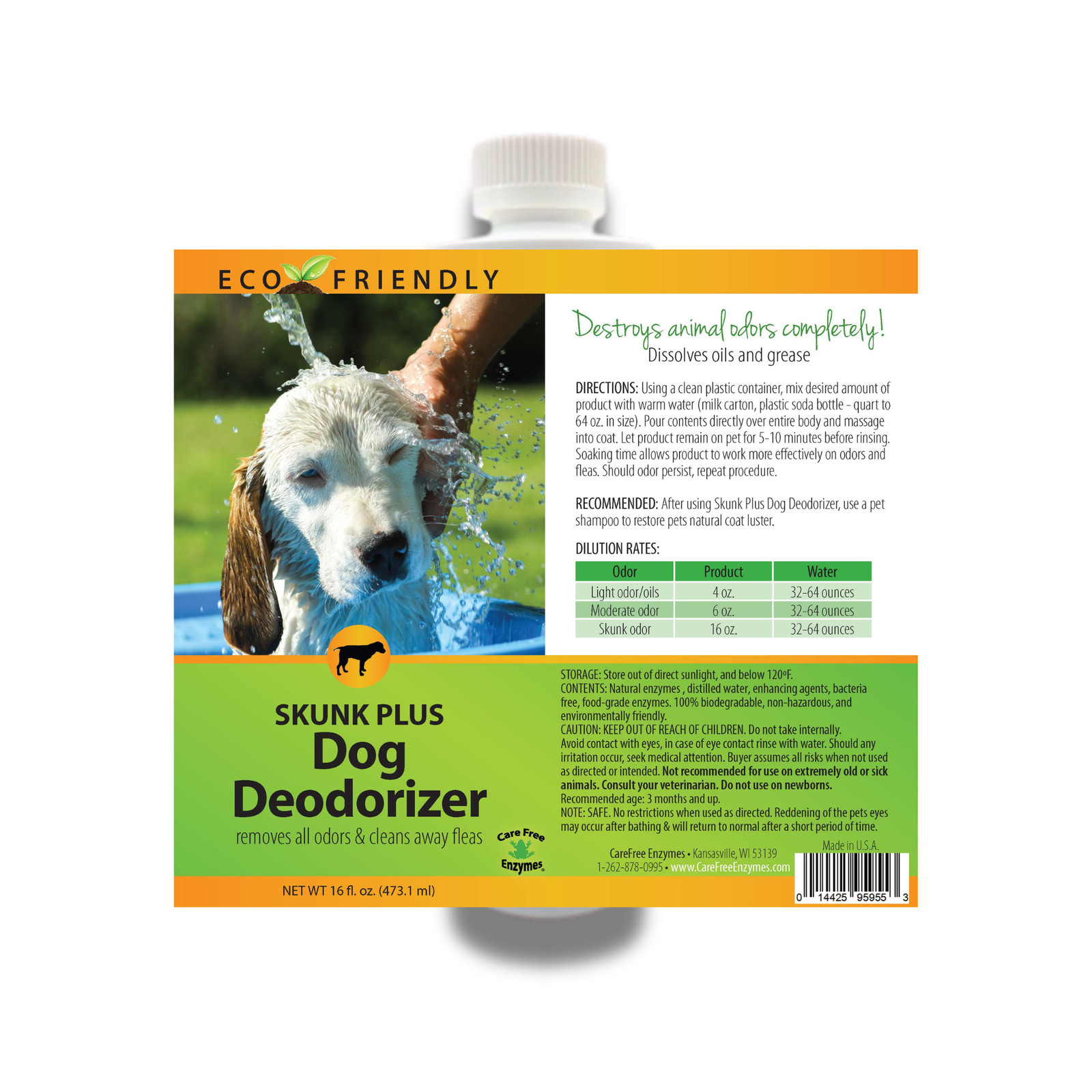 Skunk Odor Eliminator for Dogs & Cats | Skunk Plus Pet Deodorizer | 16 oz & 33.9