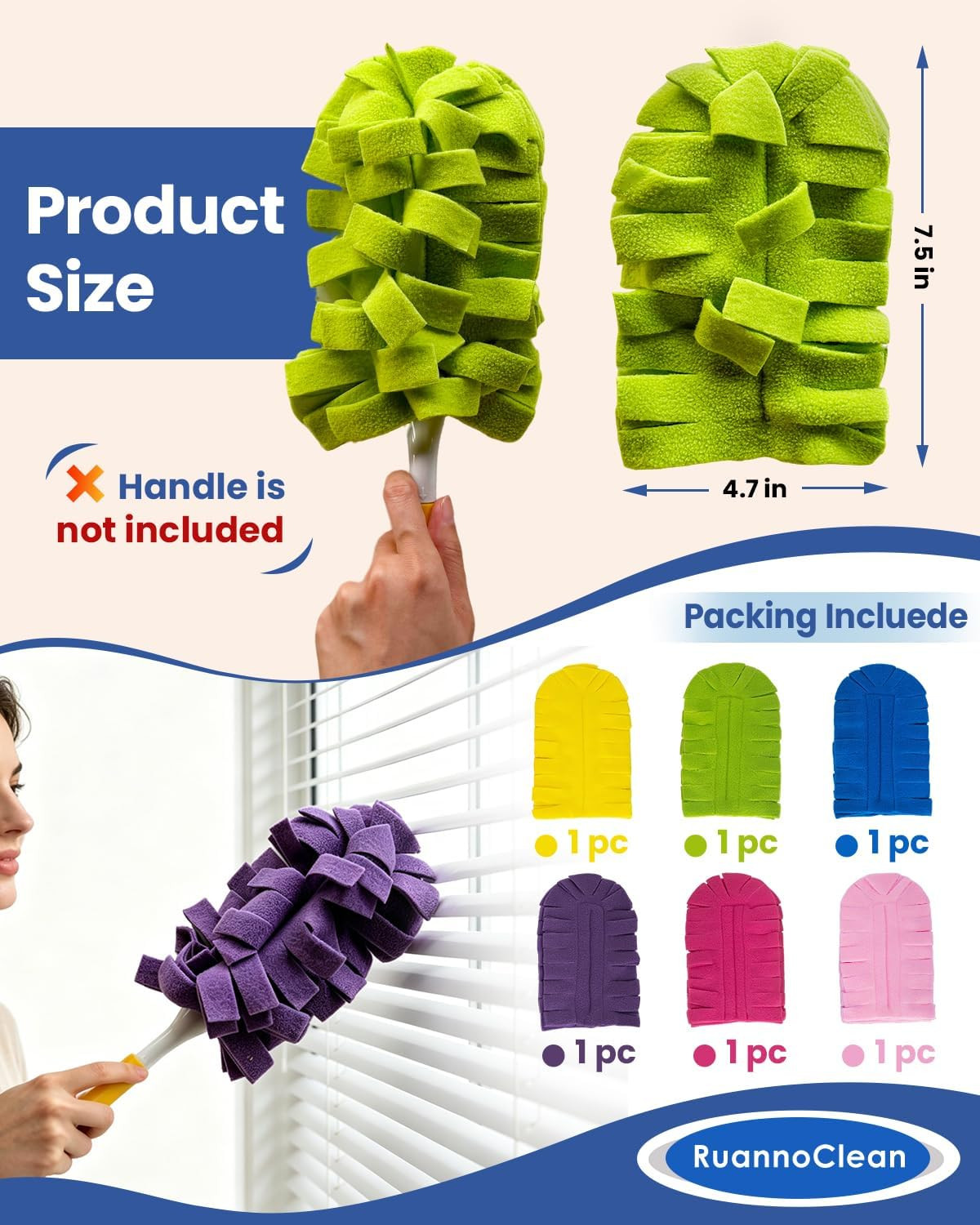 6 PCS Reusable Duster Refills Compatible with Swiffer Duster | Washable Fleece