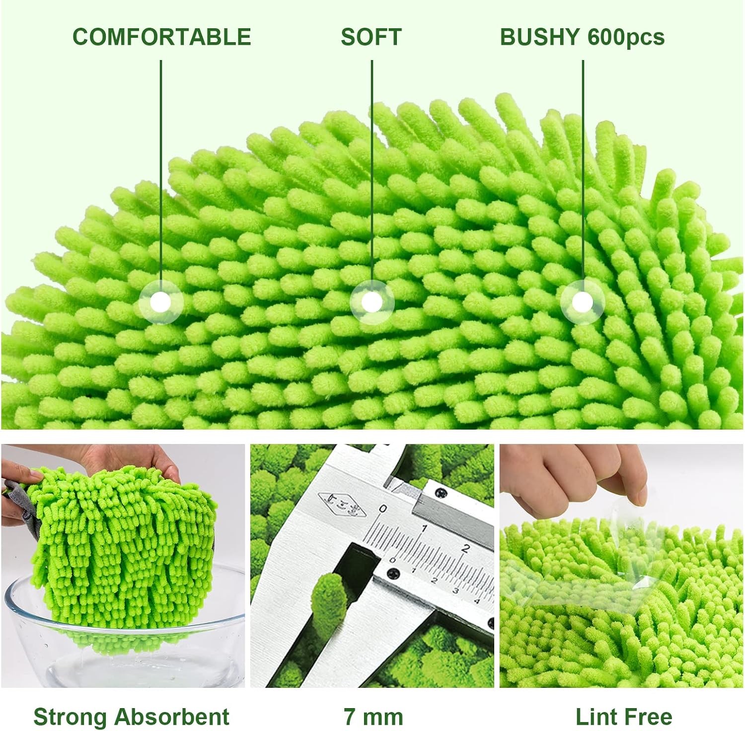 62″ Car Wash Brush Kit Mitt Mop Sponge with Long Handle Chenille Microfiber