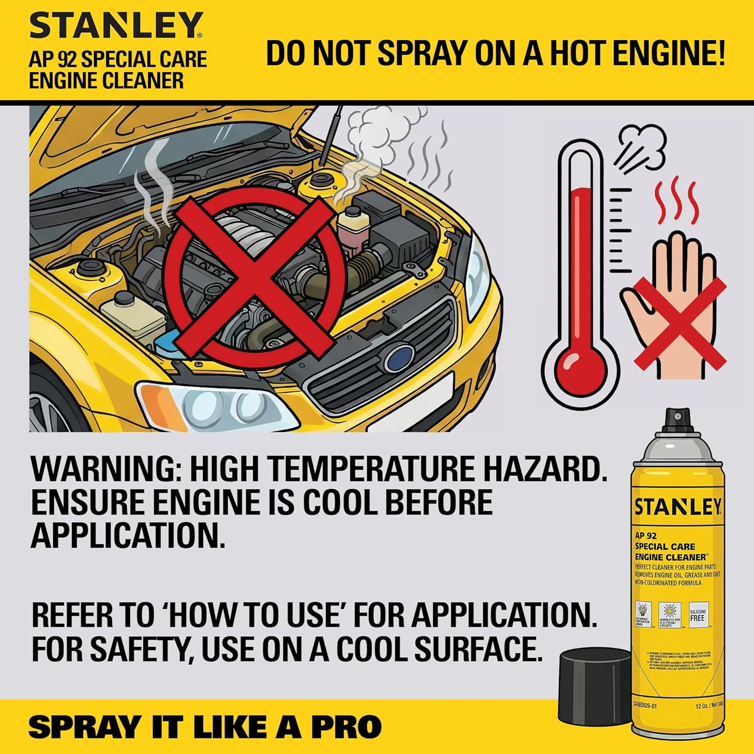 AP 92 Engine Cleaner Spray – 12X12 Fl. Oz., Automotive Degreaser Spray,Use for T