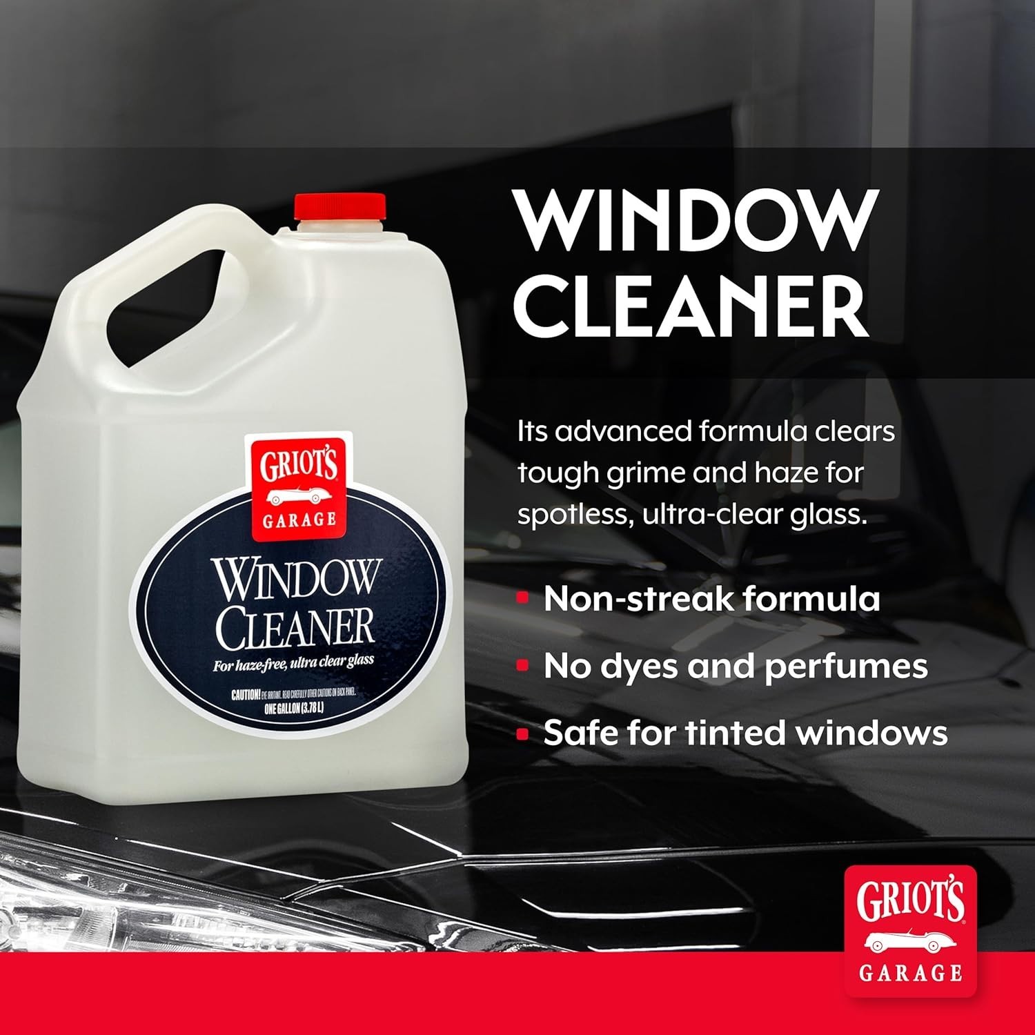 Car Window Cleaner Spray – Safe for Tinted Glass, One Gallon, Streak-Free