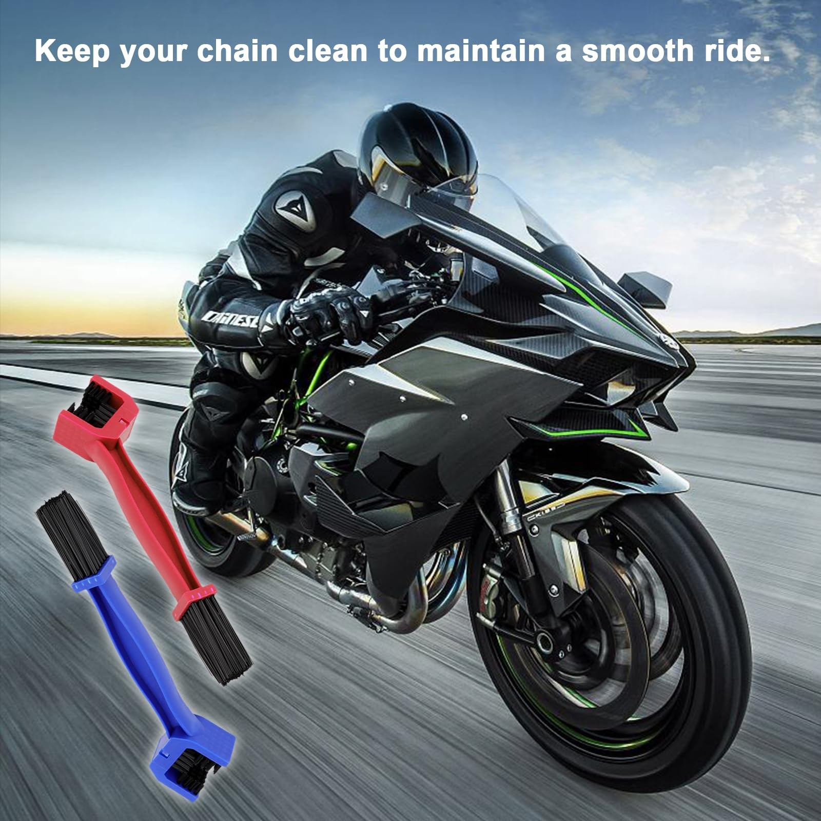 2 Pcs Motorcycle Chain Washer Bike Chain Scrubbing Brush Two Head Cleaning Brush