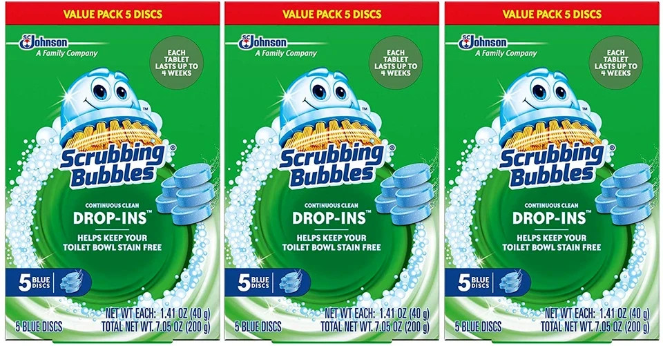 Scrubbing Bubbles Toilet Tablets, Continuous Clean Toilet Drop Ins 3 pack 15 ct