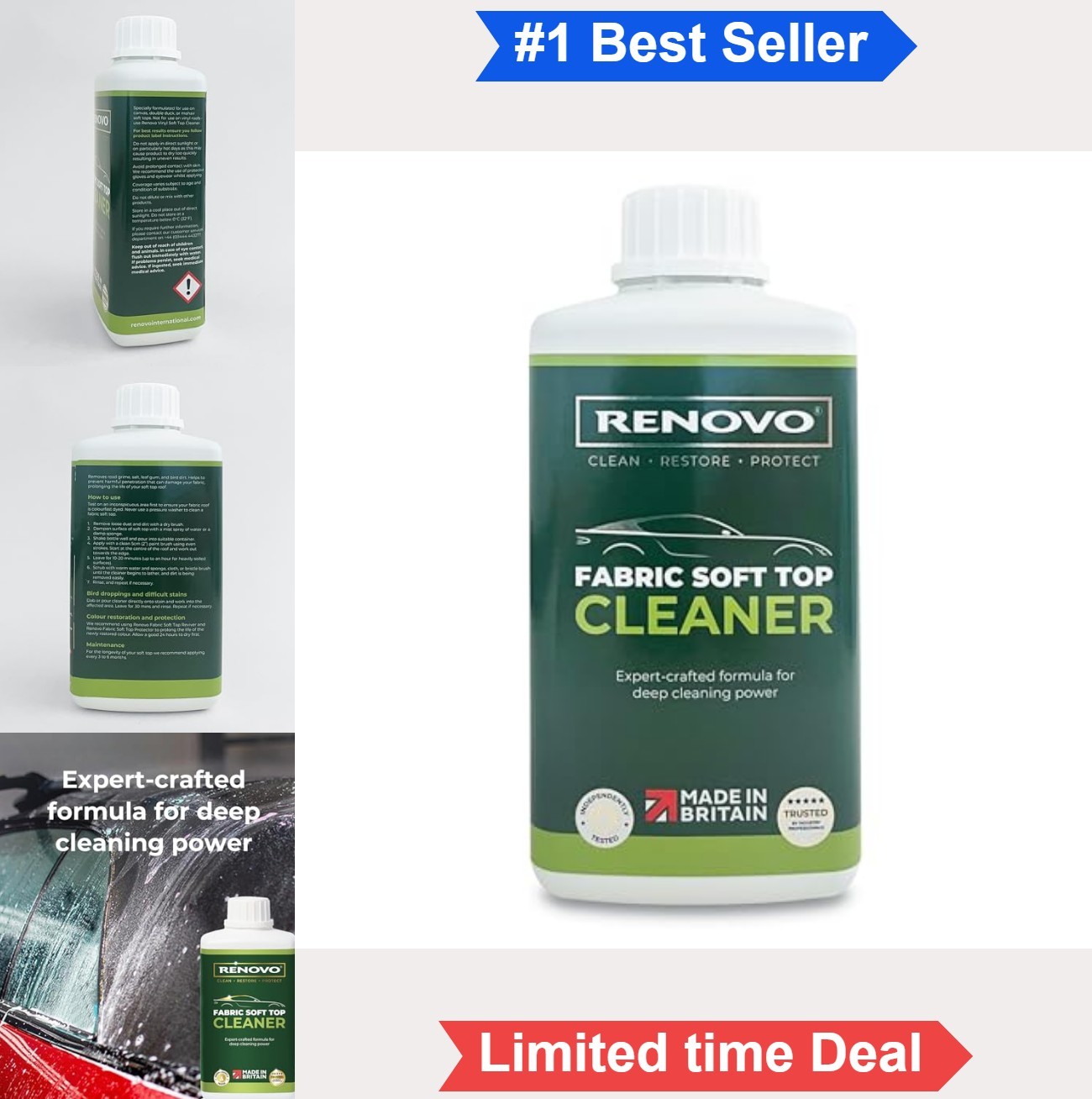 Convertible Top Cleaner 500ml Water Based Fabric Neutral For Automotive Care