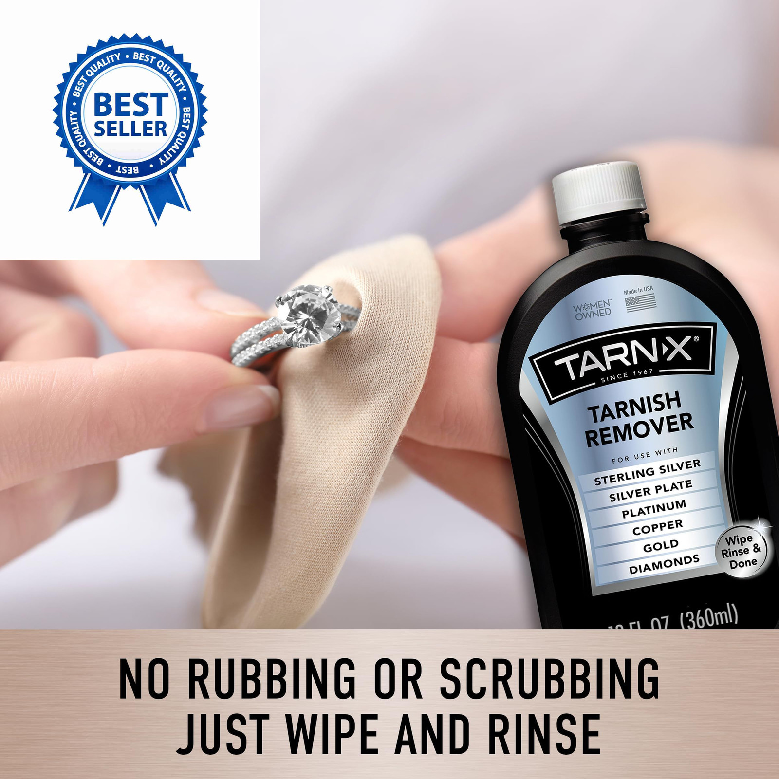 Tarn-X Tarnish Remover, 12 oz. Bottle, Platinum, 12 Fl Oz (Pack of 1), Multi