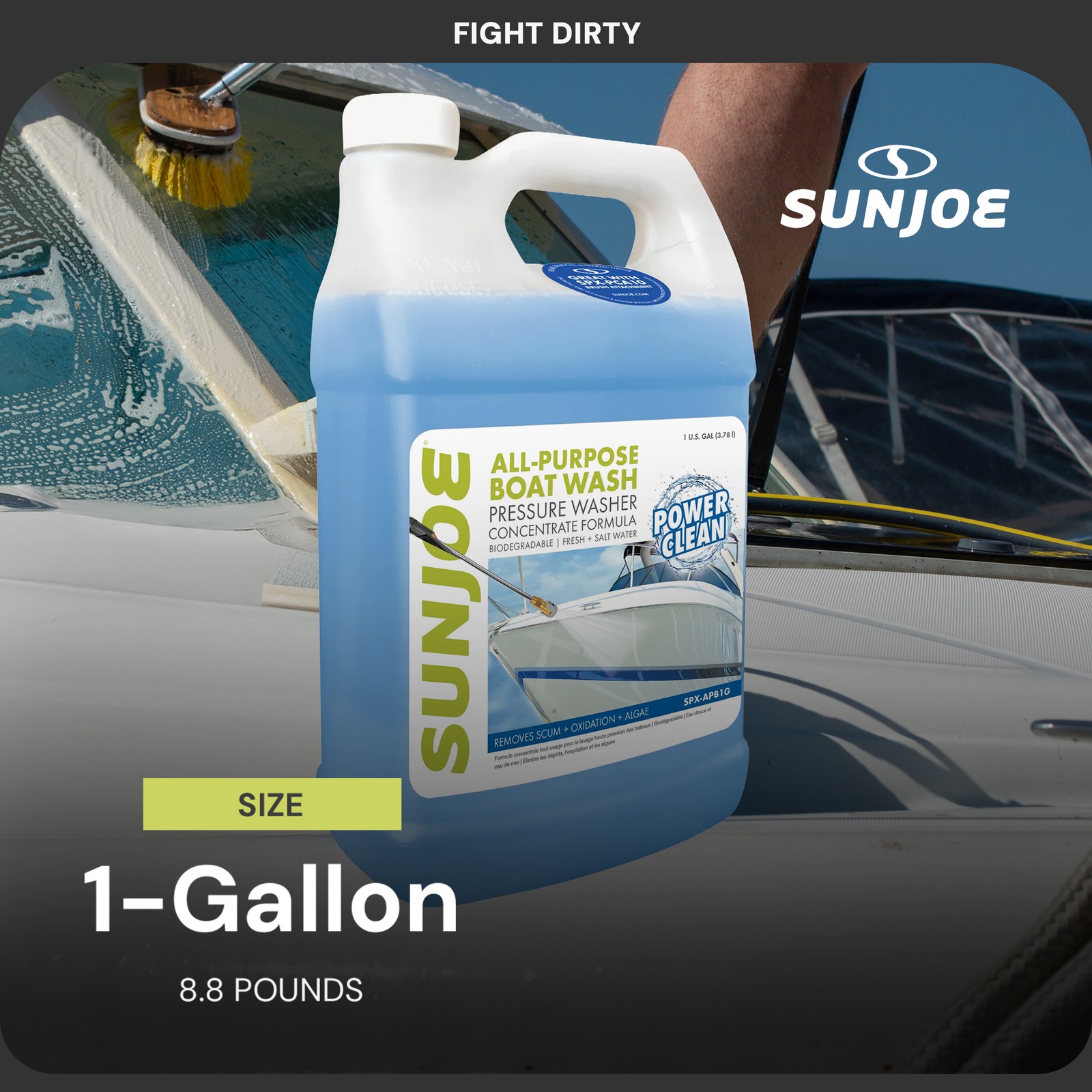 Sun Joe All Purpose Boat Wash Pressure Washer Cleaner Concentrate, 1 Gal, APBW1G