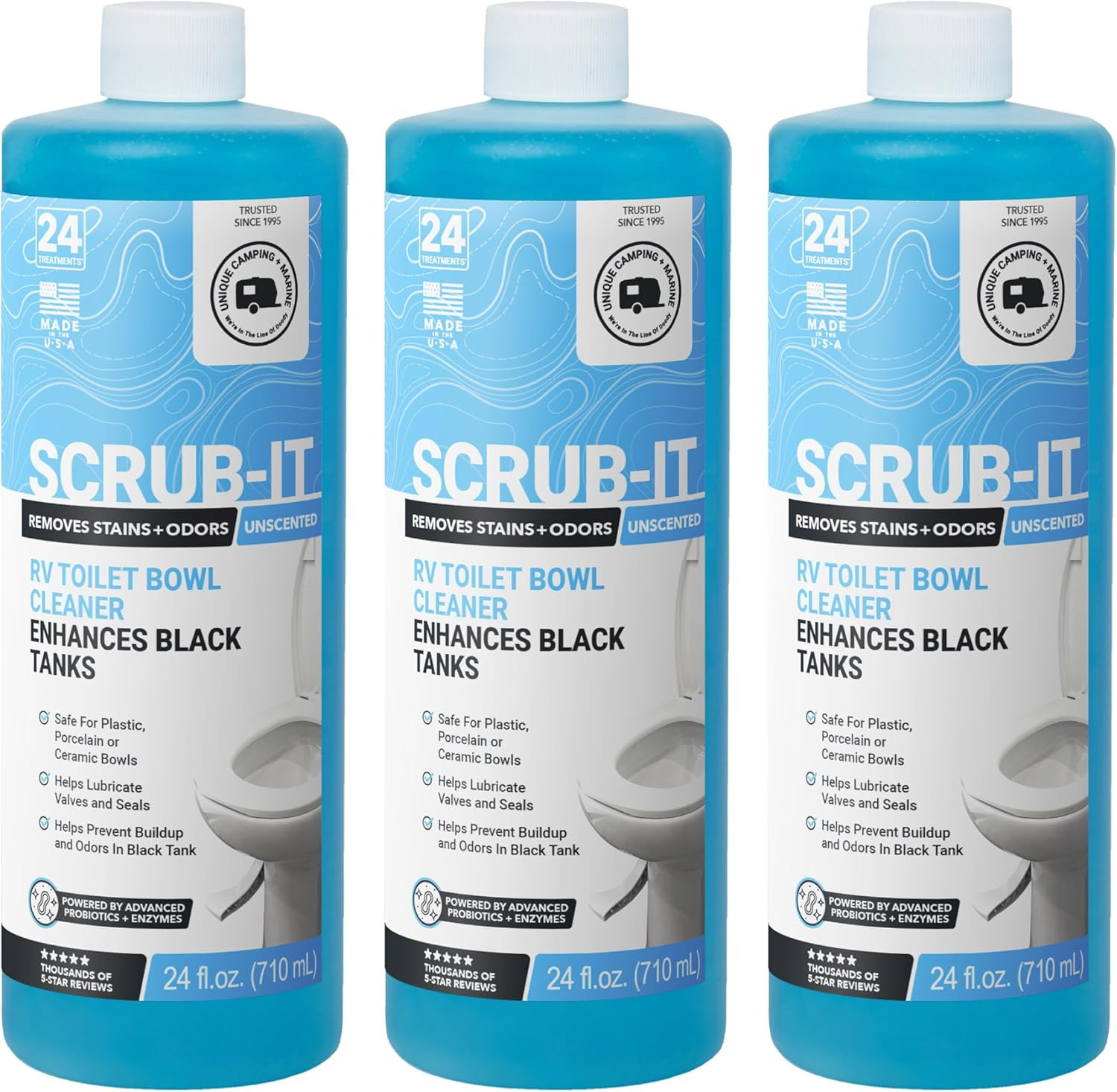RV Toilet Cleaner Bundle, Scrub-It Liquid 24 Oz. (Pack of 2) and RV Toilet Brush