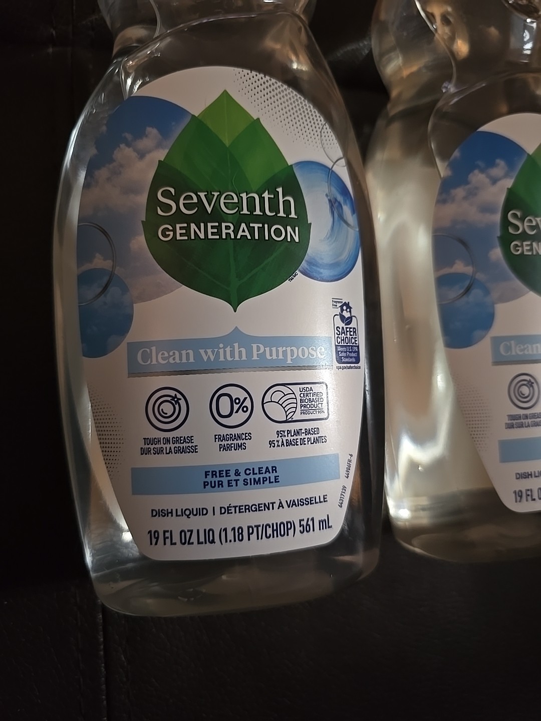 2 Seventh Generation Free and Clear Dish Liquid 19 fl oz (A12)