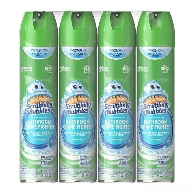 4x- Scrubbing Bubbles Rainshower Scent Bathroom Grime Cleaner 20 oz Foam Spray