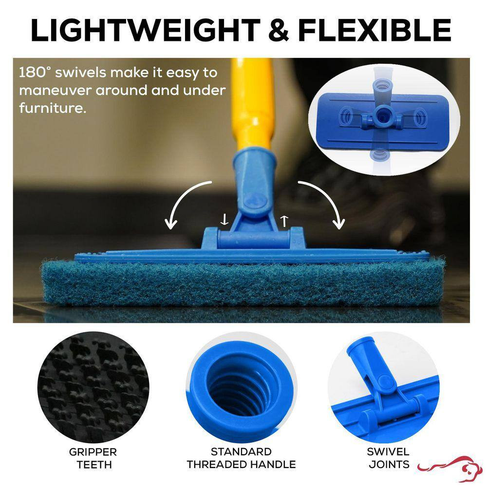 Medium Duty Cleaning Scrubbing Pads 5-Pieces Bundle W/ Threaded Swivel EZ Scrub