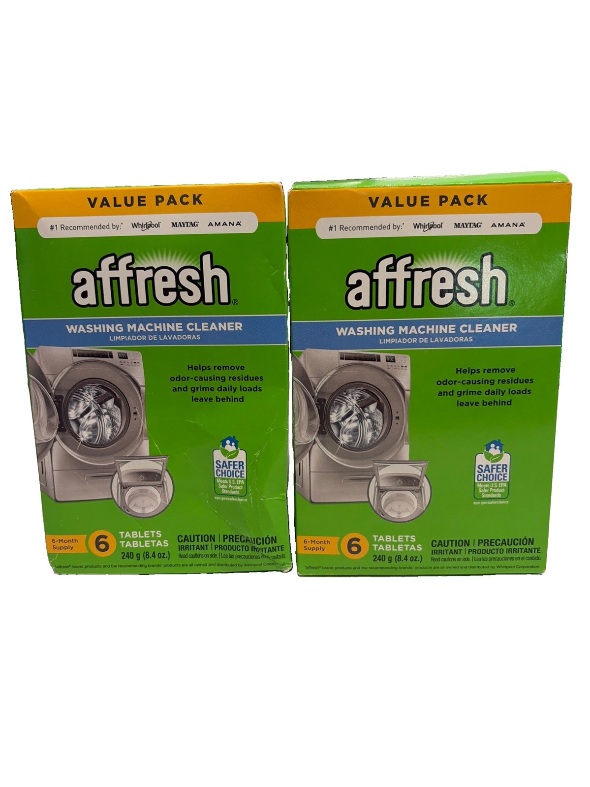 2 Pack Affresh Washing Machine Cleaner 12 Mo Supply Cleans Front Load & Top Load