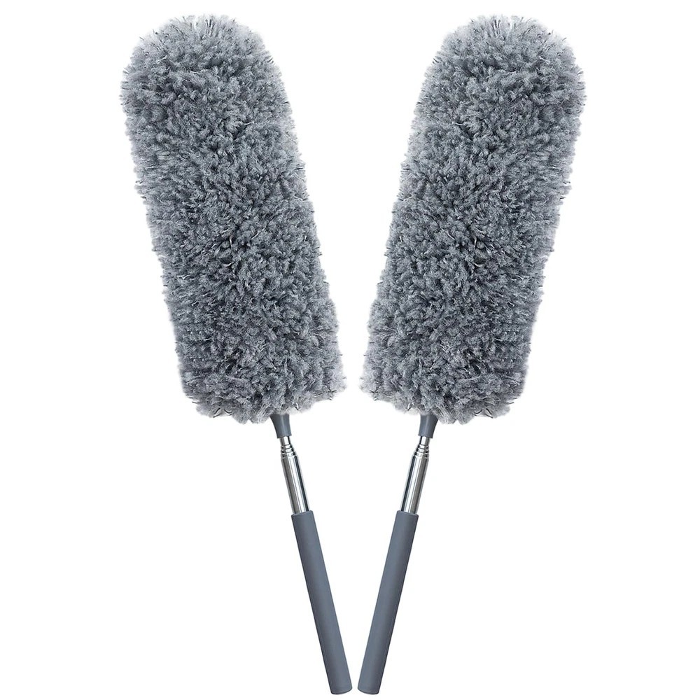 2 Pack Microfiber Feather Duster for Cleaning with Extendable Pole,Hand Washable