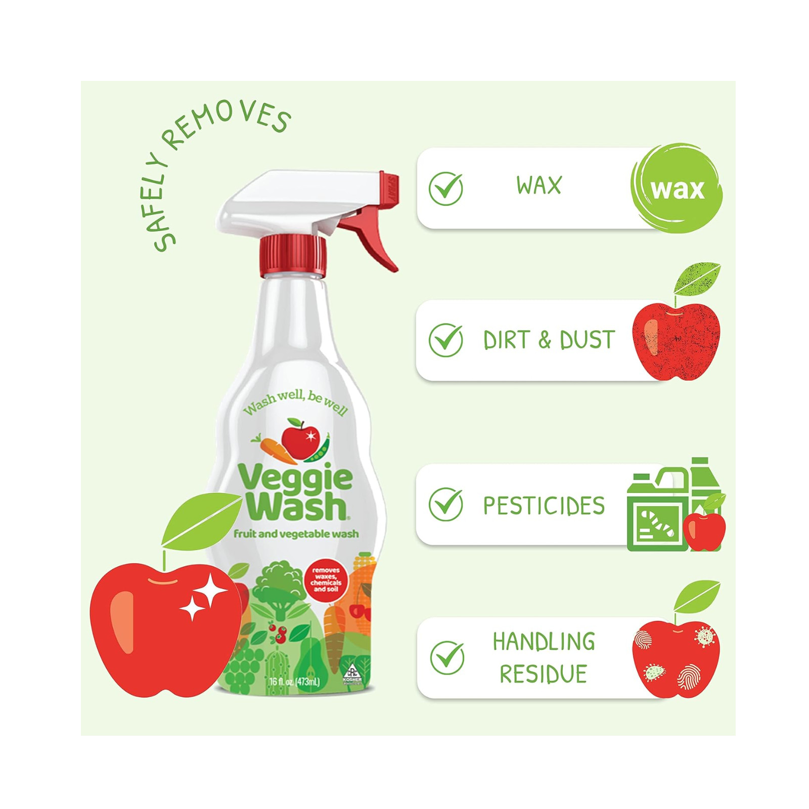Veggie Wash Fruit & Vegetable Wash, Produce Wash and Cleaner, 16-Fluid Ounce 2pk