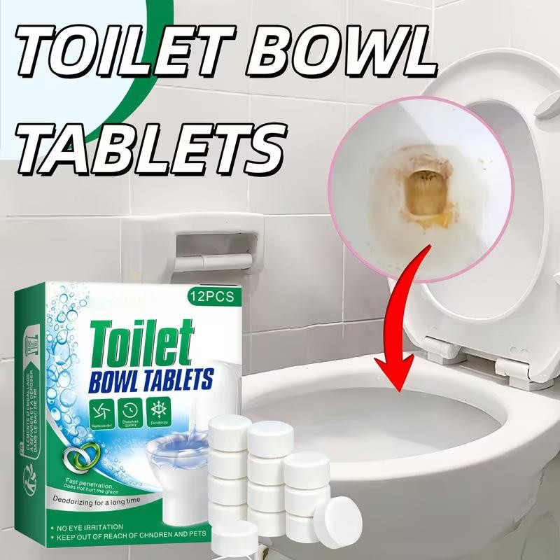 Toilet Cleaner Tablets 12 Pieces Automatic Drop-In Long-Lasting Tabs Active