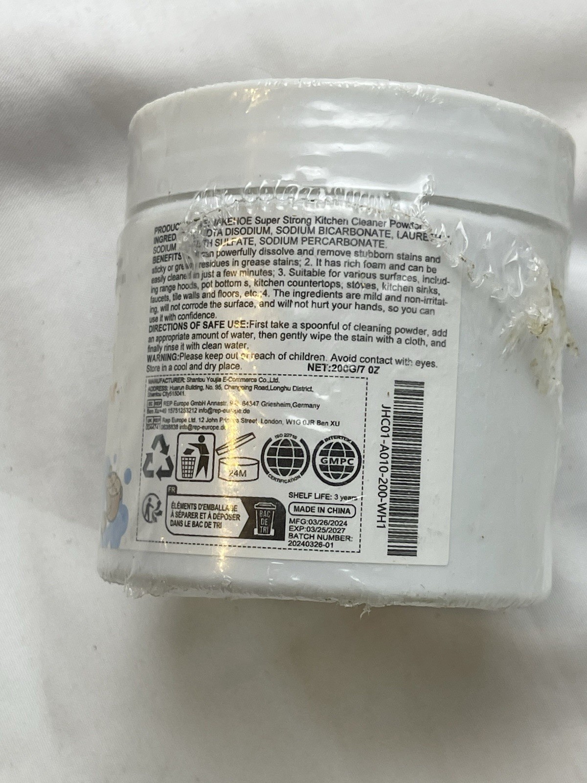 JAKEHOE SUPER STRONG KITCHEN CLEANER POWDER 7oz Exp 3/27