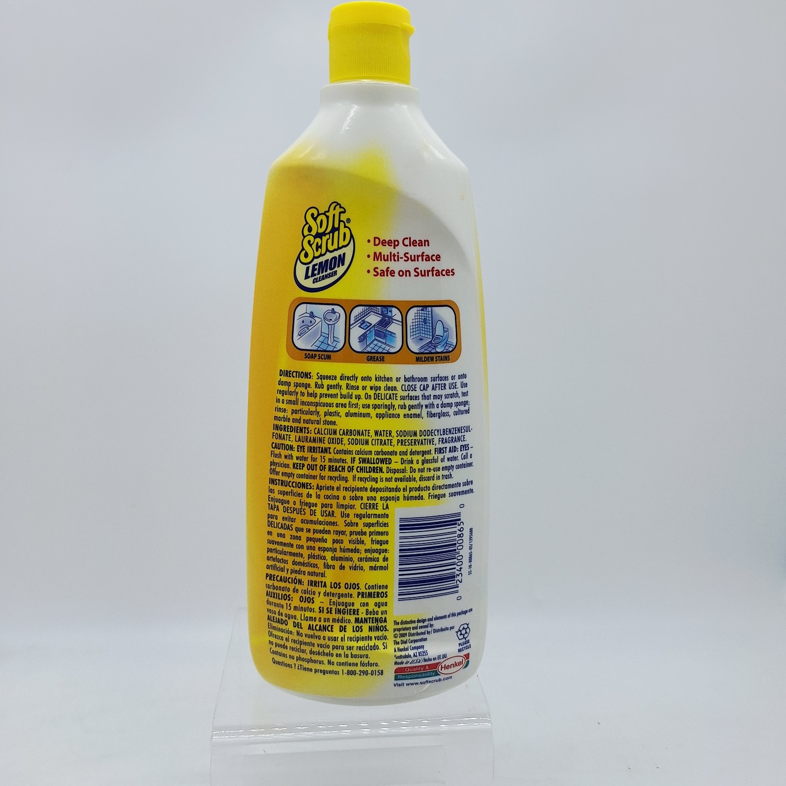 Soft Scrub LEMON Scent Heavy Duty Cleaner 1lb 10oz Bottle Advanced Formula 26oz