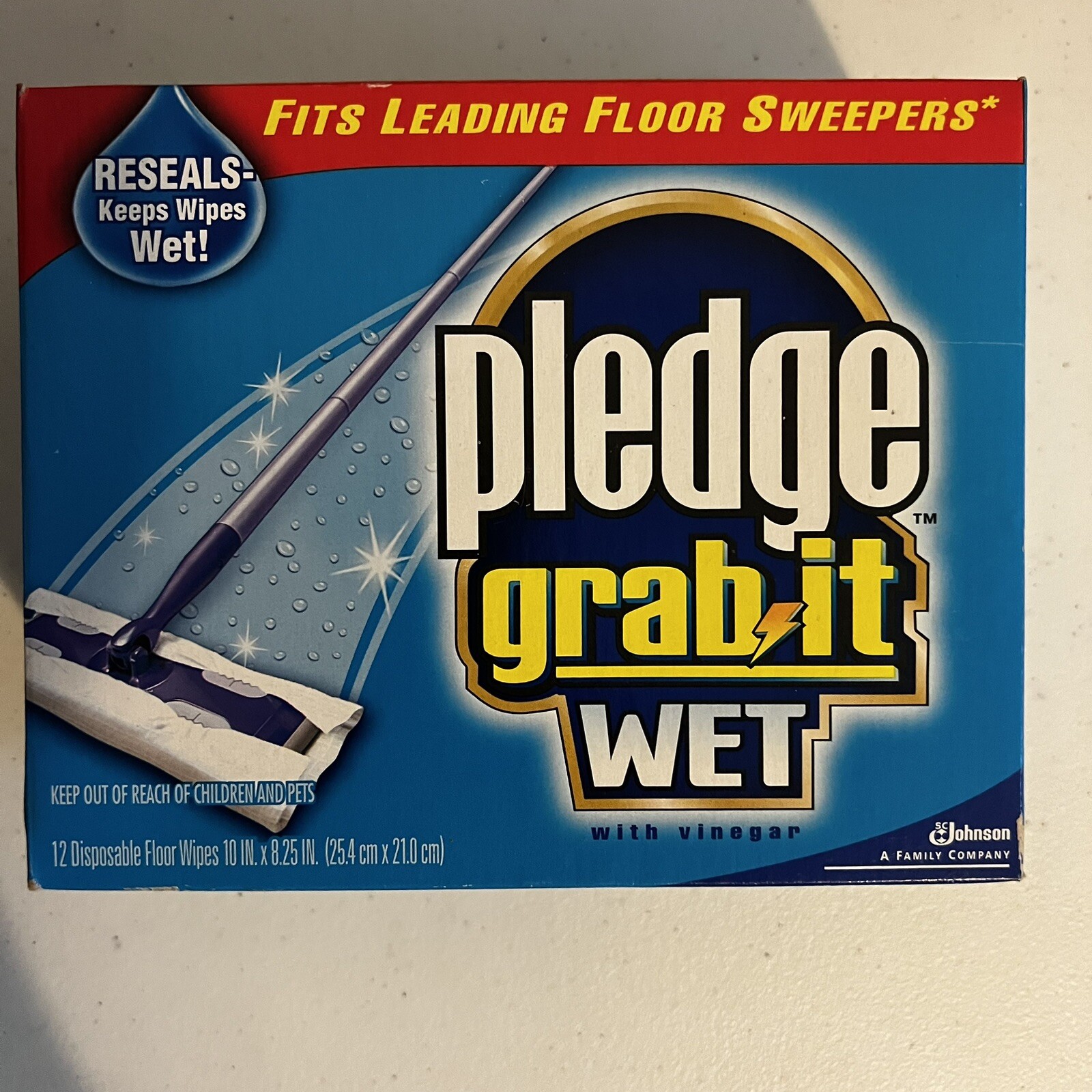 Pledge GRAB IT Wet Floor Wipes NEW 12 Pack Sealed 10″ x 8.25″ Discontinued