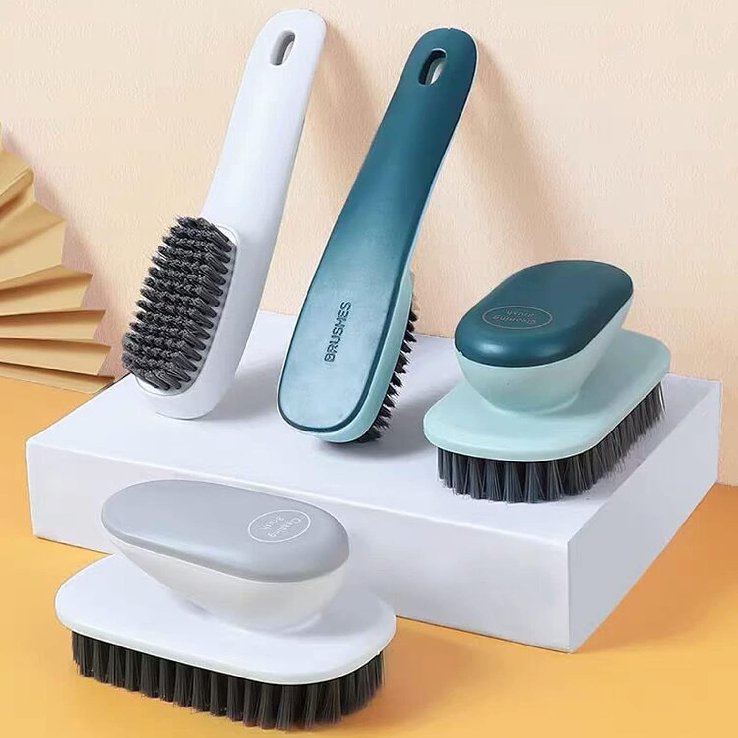 Soft Bristle Laundry Stain Remover Brush 2 Pack Blue Cleaning Brushes for