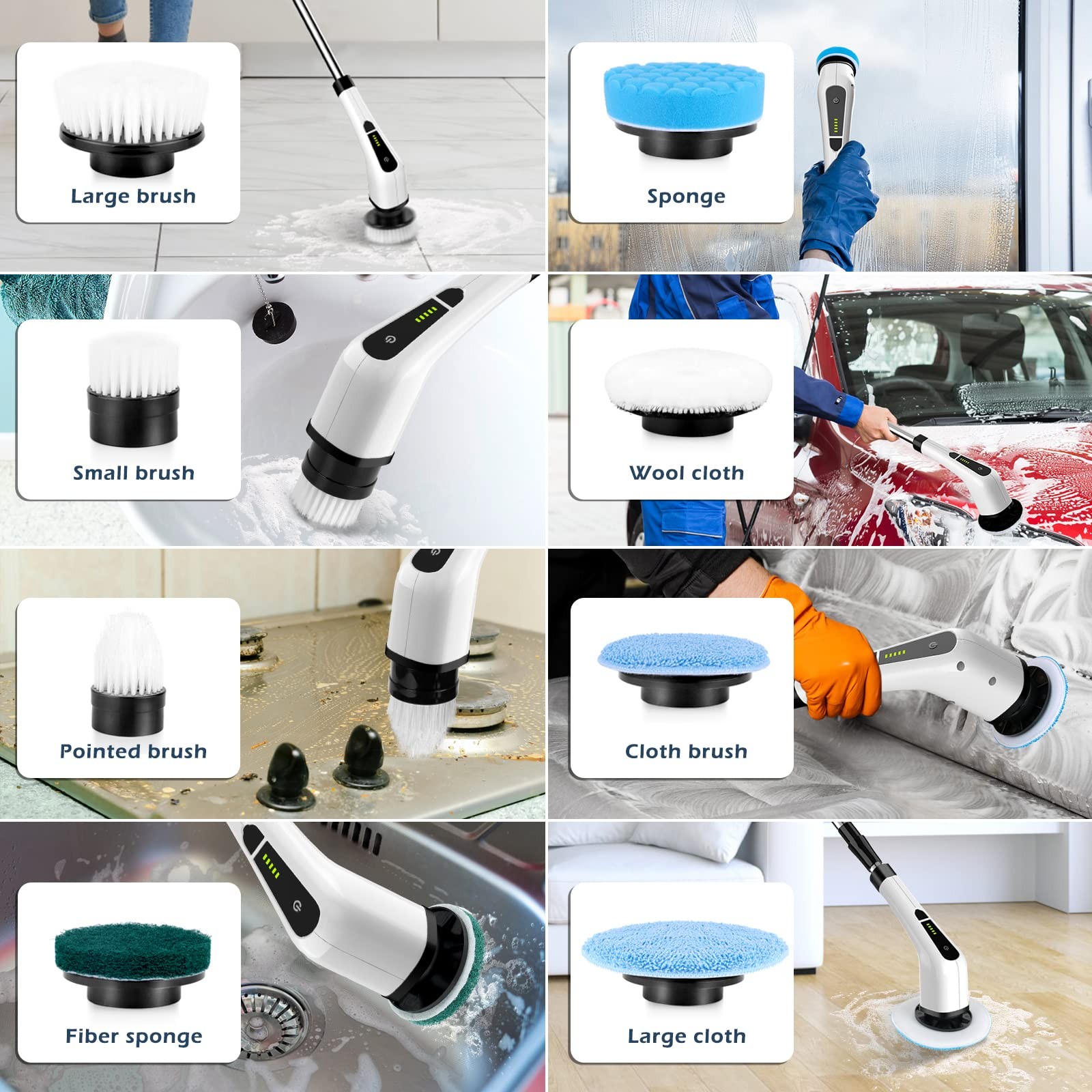 Electric Spin Scrubber Cordless Cleaning Brush Scrubber For Home 400rpm/mins8 Re