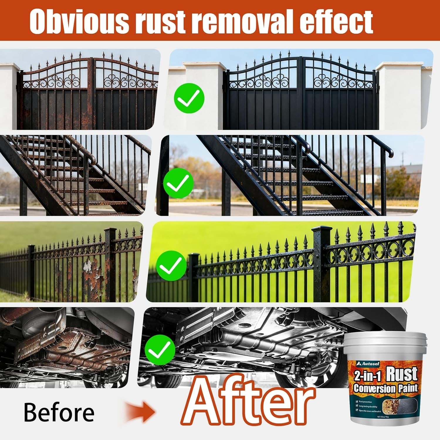2-In-1 Rust Converter & Metal Primer 35Oz Black – Rust Inhibitor Paint for Metal