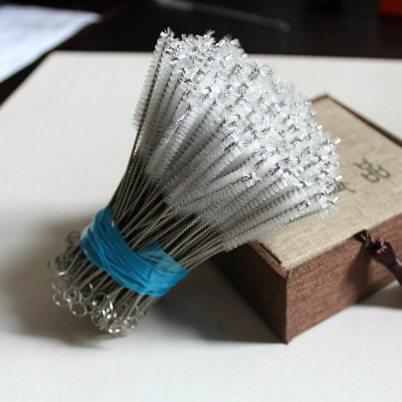 100Pcs Nylon Stainless Steel Cleaner Cleaning Brush for Tobacco Pipe Airbrush