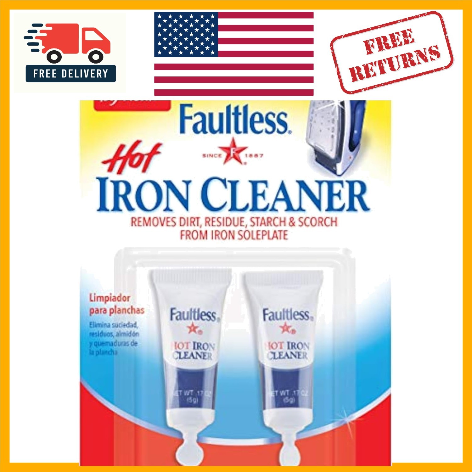 Non-Toxic Hot Iron Cleaner – Effortlessly Removes Residues, 2 X 0.17 oz Tubes