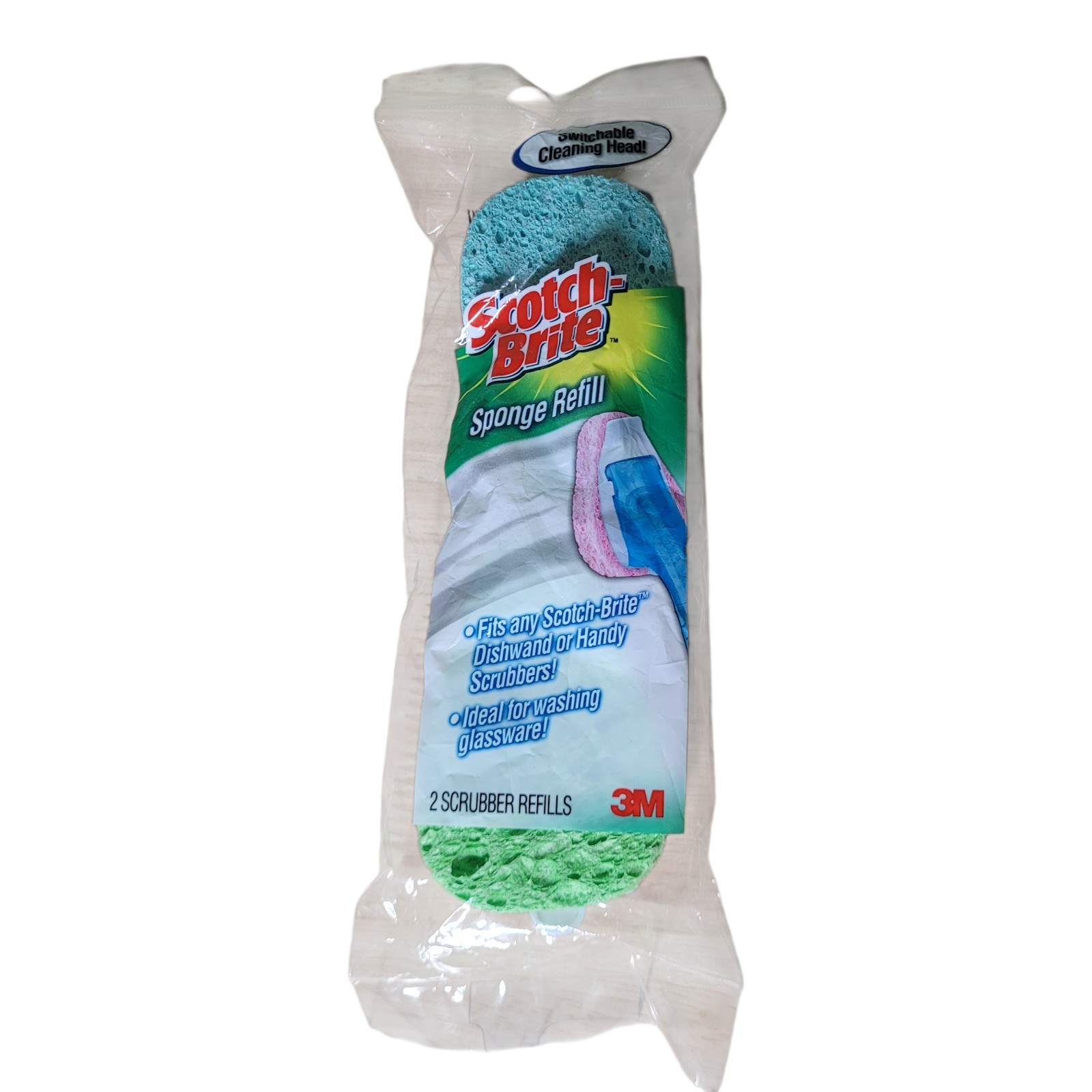 Scotch-Brite Dishwand Sponge Scrubber Refill 2 pk 3M New