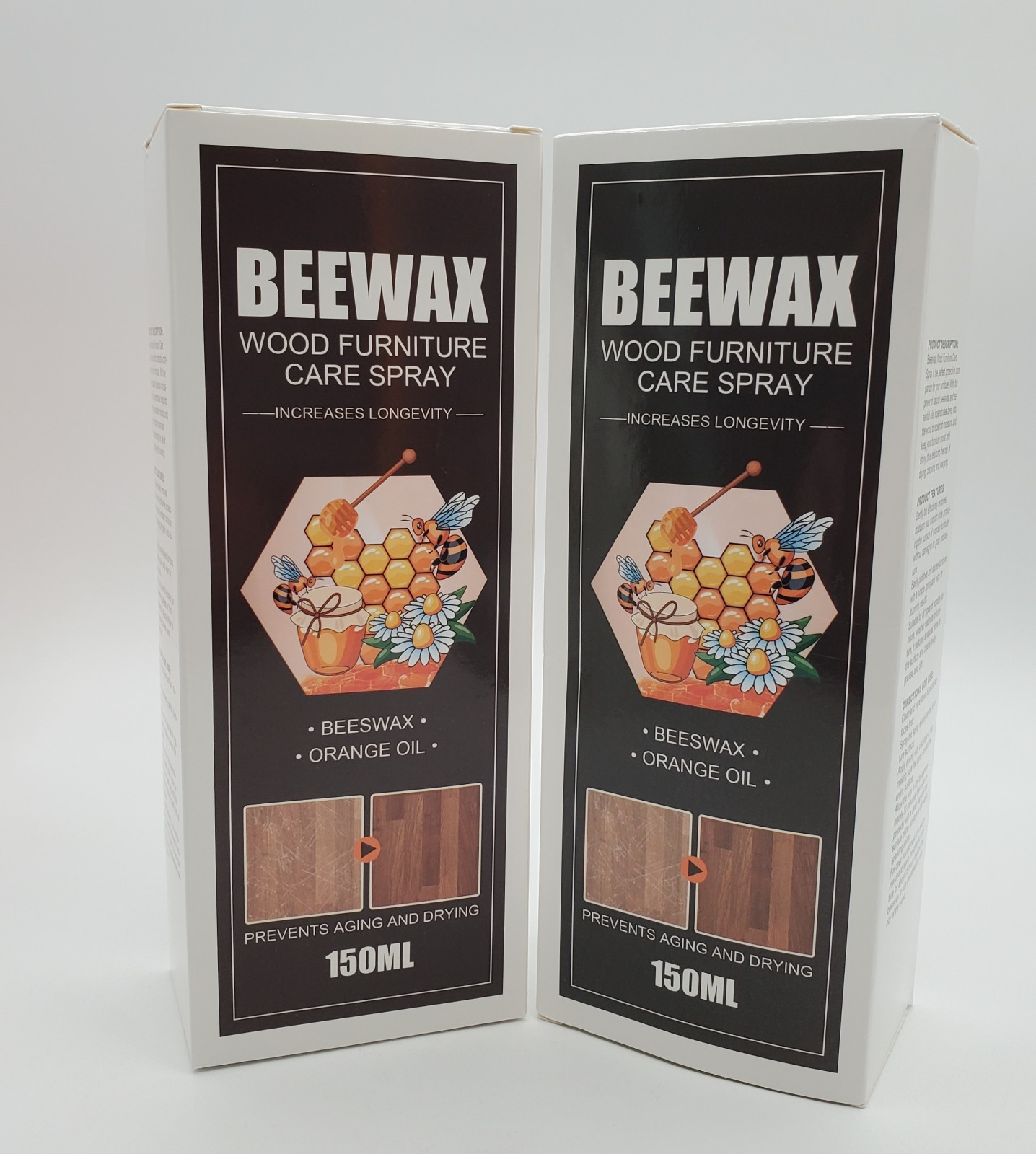 2 Beeswax Wood Furniture Care Spray 150ml Neutral Orange Oil Cleaner Polish