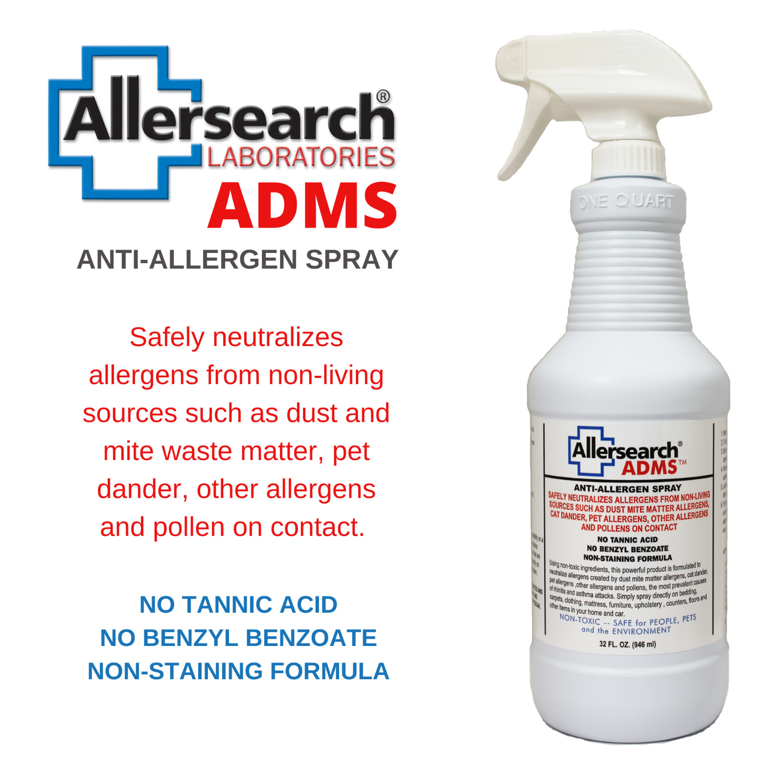 Allersearch ADMS Anti-Allergen Spray 32 Oz