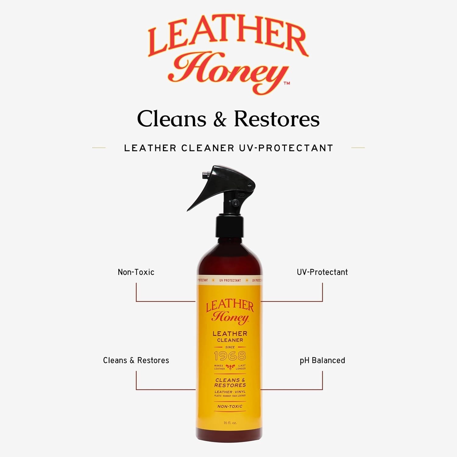 Powerful UV-Protecting Leather Cleaner Spray – Safe for All Leather Types – 16oz