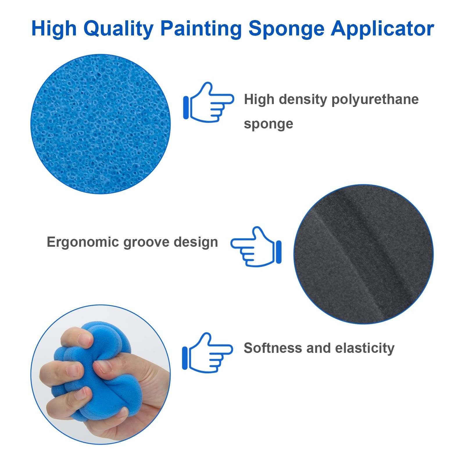 6 Pcs Double-Sided Paint Sponges – Round Art Craft & Car Waxing Sponges with Mes