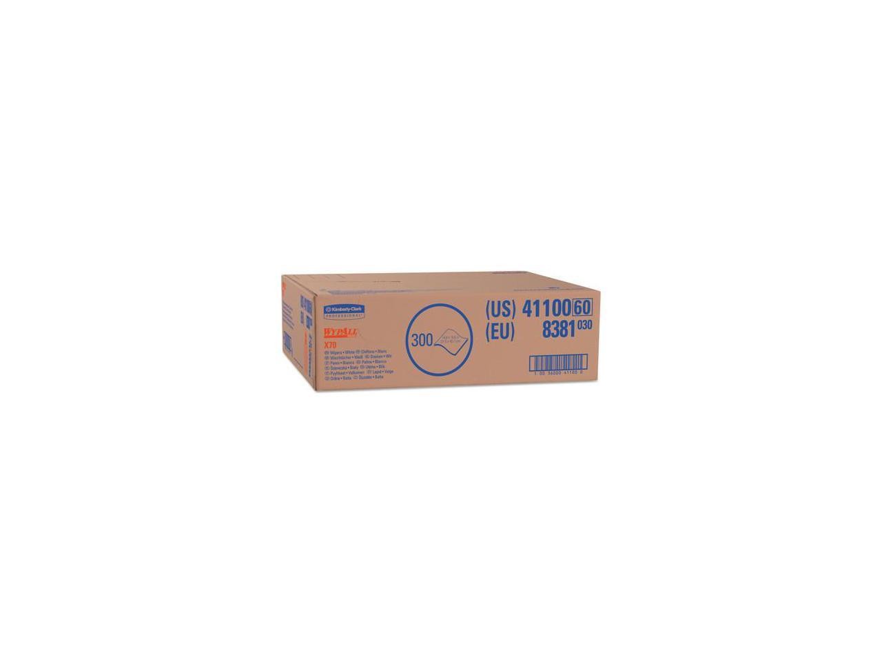 WYPALL X70 Wipers, Flat Sheet, 14 9/10 x 16 3/5, White, 300/Carton