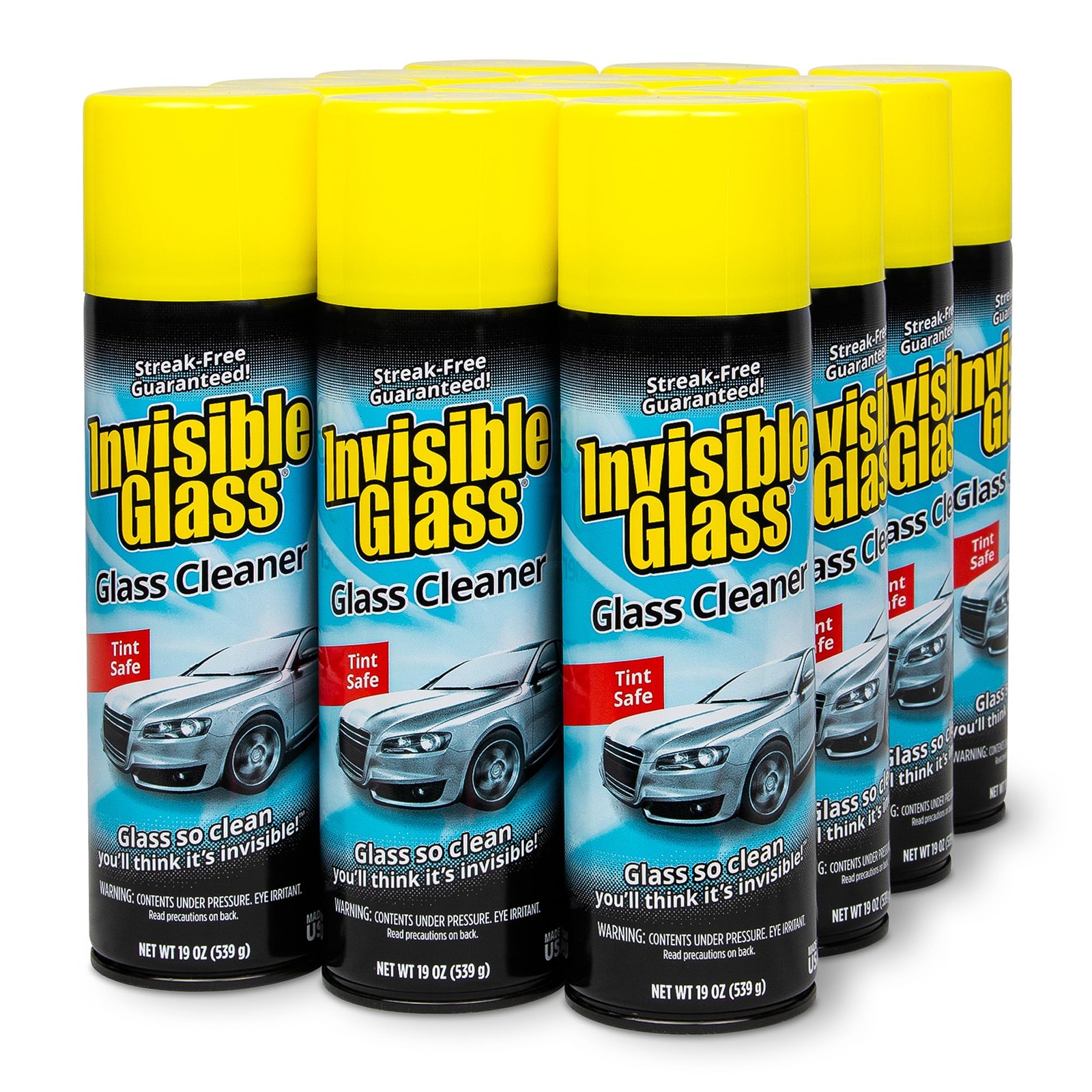 Invisible Glass 91164-12PK Premium Aerosol Glass and Window Cleaner 19oz 12 Pack