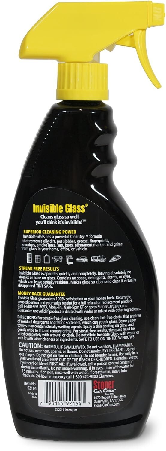 Stoner 92166-6PK Premium Glass Cleaner – 22 oz, Streak-Free & Residue-Free