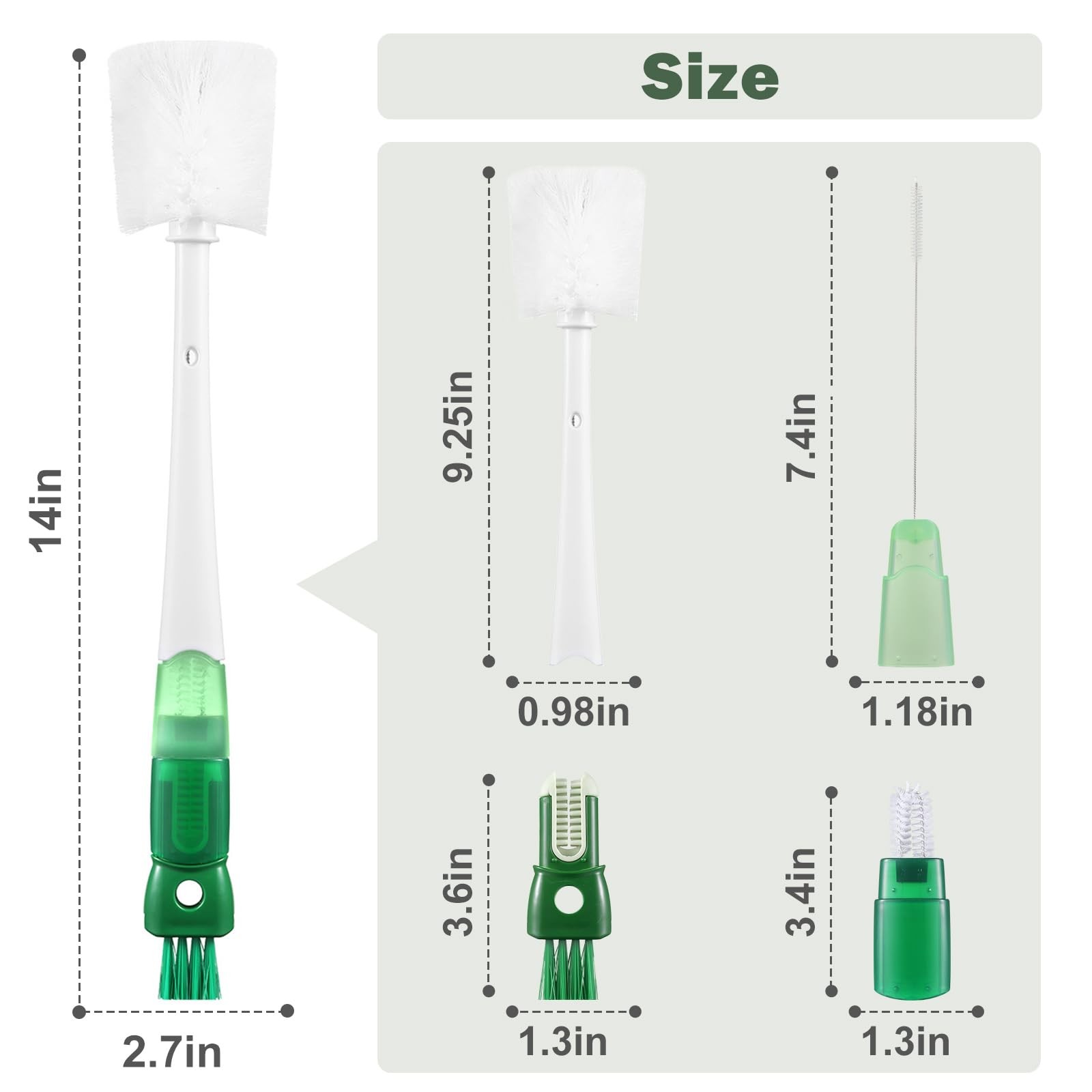5 Pack Bottle Brush Set, 5 in 1 Water Bottle Cleaning Brush, Long Handle Narr…
