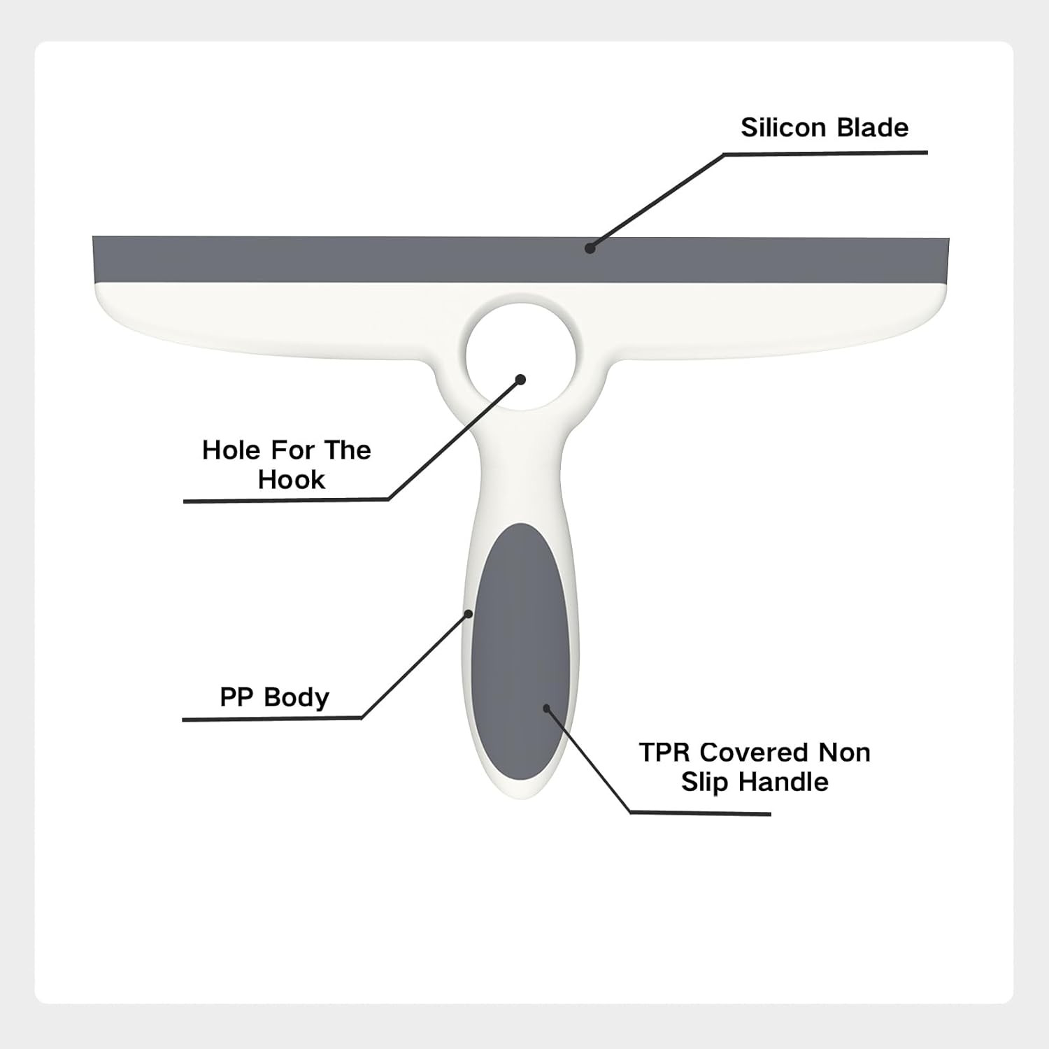 Shower Squeegee for Glass Doors & Walls – 10″ Squeegee with Adhesive Hook – Pack