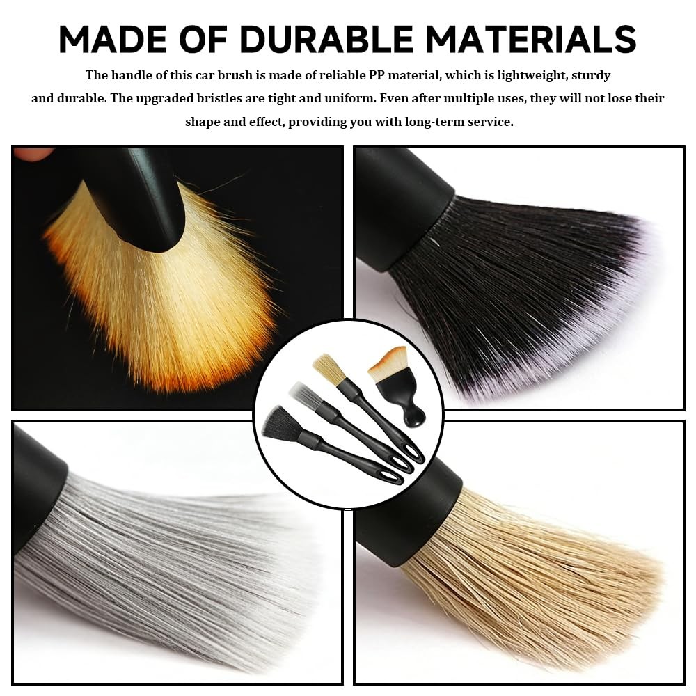 4 PCS Car Detailing Brush Set, Detailing Dusting Tool Kit, Detail Brushes Car…