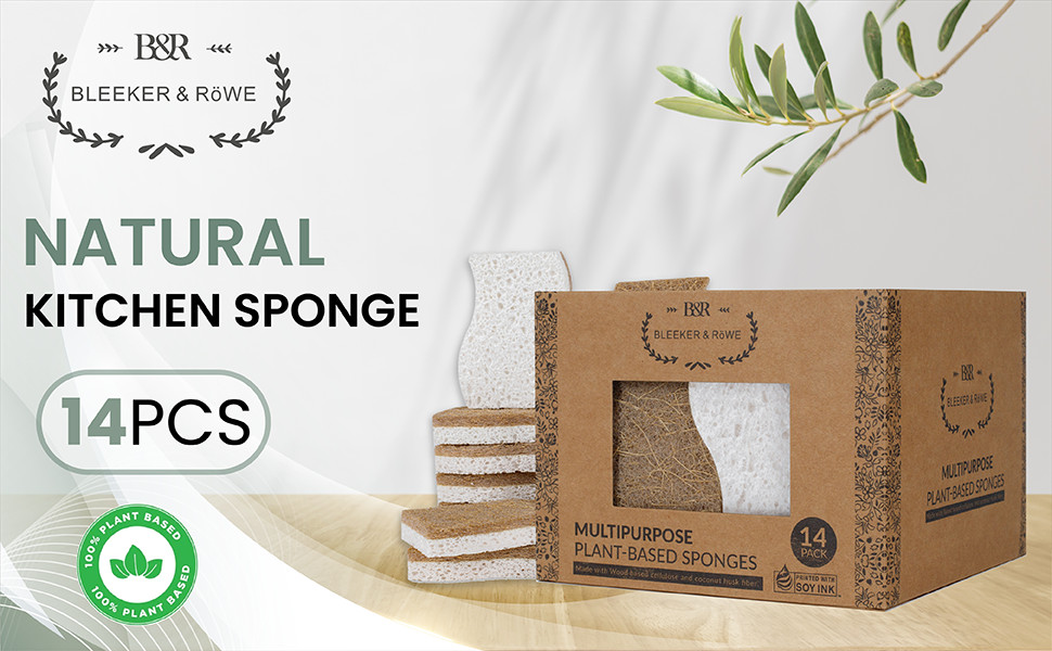 Natural Kitchen Sponge – Biodegradable Compostable Plant Based Coconut Scrubber