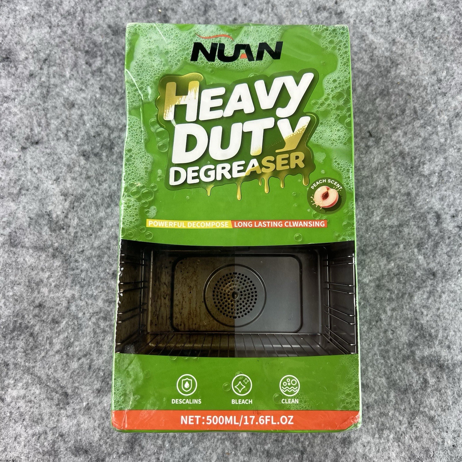 NUAN Heavy Duty Degreaser Kitchen Spray Peach Scent Oven Hood Cleaner 17.6oz NEW