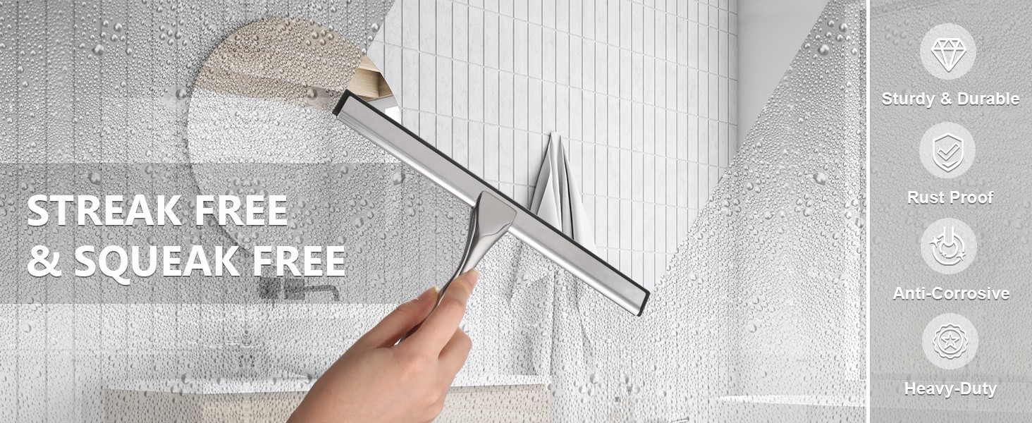 Hiware All-Purpose Shower Squeegee for Shower Doors, Bathroom, Window and Car