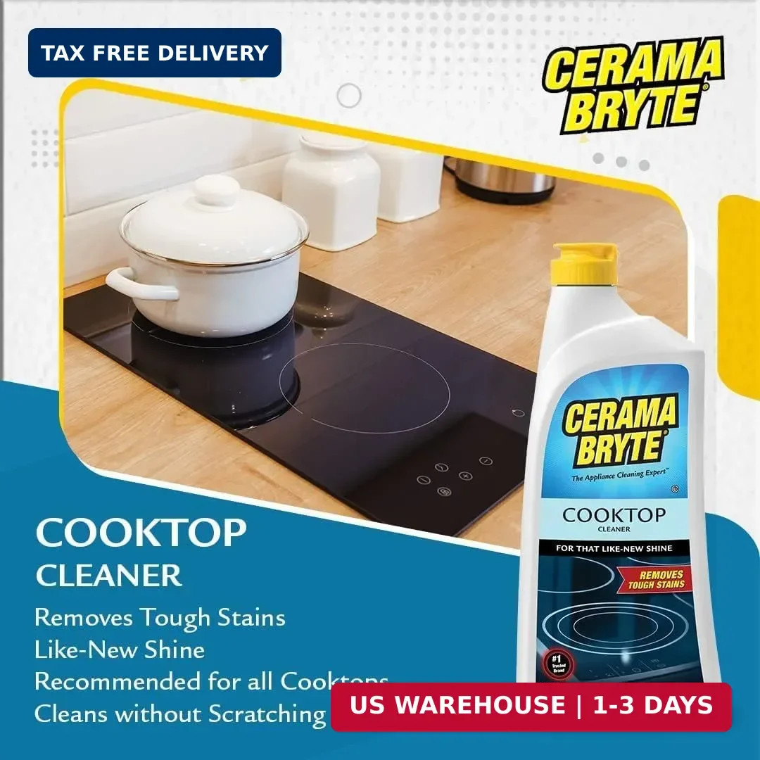 Cerama Bryte Cooktop Cleaner for Glass-Ceramic Surfaces, 18 oz, 2 Pack