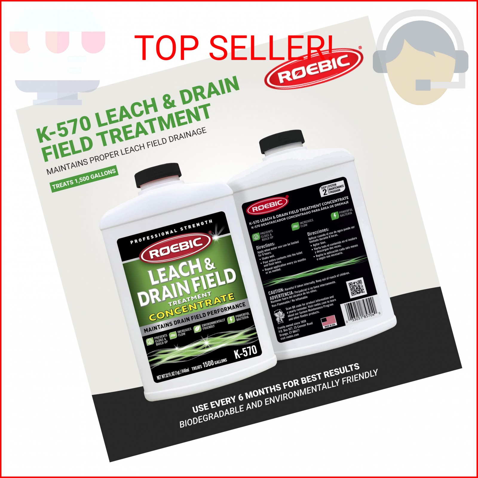 Roebic K-570-Q 32-Ounce Leach And Drain Field Opener Concentrate