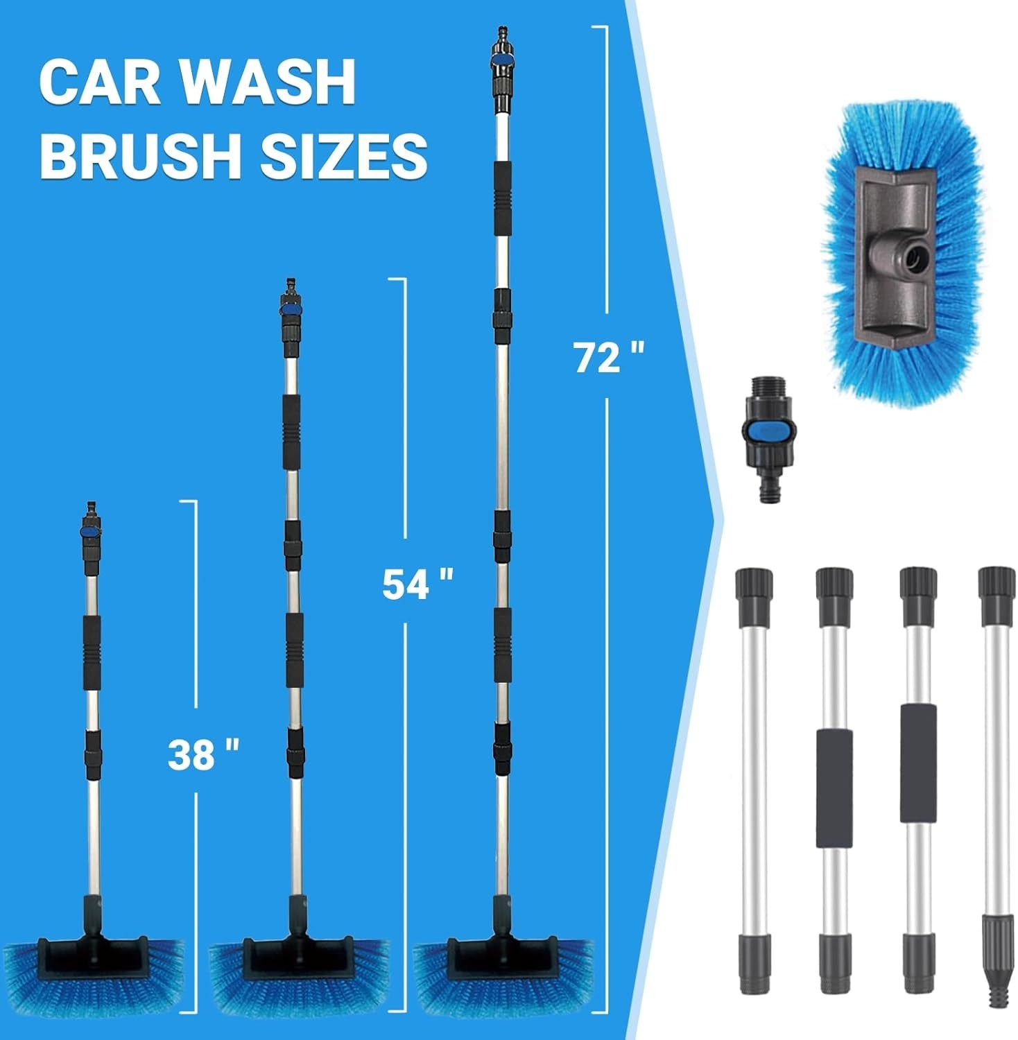 72 Car Wash Brush with Long Handle On/Off Switch for Car RV Truck Boat Wash